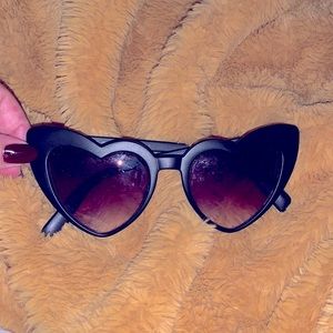 black matte heart sunglasses